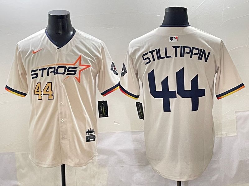 Men 2025 Houston Astros #44 Still Tippin Cream Three generations Joint Name Nike MLB Jersey style 11->houston astros->MLB Jersey